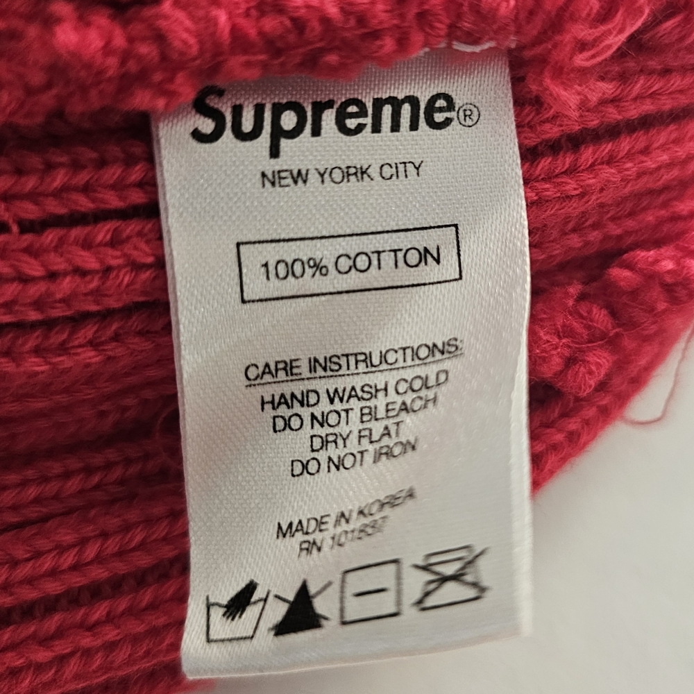 Supreme Red Wide Rib Beanie Hat Cotton Box Logo Cuffed Knit Cap Streetwear - Picture 3 of 3